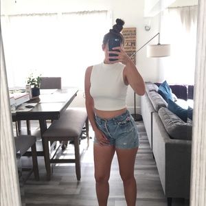 Sleeveless Cream Crop Top